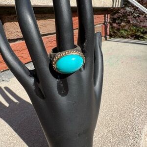David Yurman turquoise ring, sterling silver with gold accent